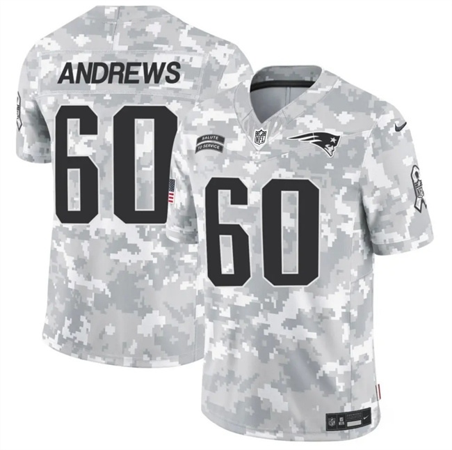 Men's New England Patriots #60 David Andrews 2024 F.U.S.E. Arctic Camo Salute to Service Limited Football Stitched Jersey